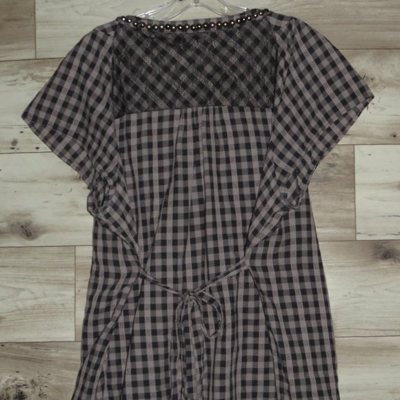 Faith 21*Women's Short Sleeve Pullover Split V-Neck Studded Tie Back Waist~ XL - Picture 8 of 13